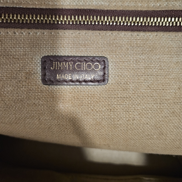 🔥Jimmy Choo Varenne Tote  in Burgundy Check Plaid Wool Logo Embroidery - Picture 6 of 10